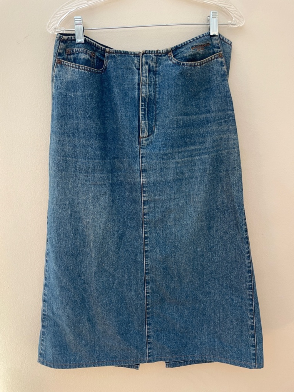 DKNY Blue Denim Midi Skirt